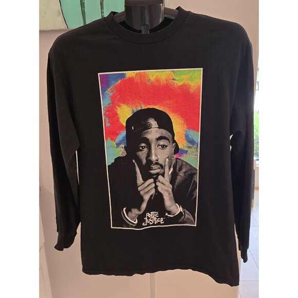 Poetic Justice Tupac Shakur Long Sleeve T-Shirt Black Size M Large Men's - Picture 1 of 4